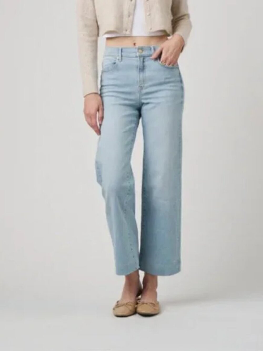 ELIMS Malibu Wide Jeans Womens 31 Light Wash High Rise Wide Leg Denim Stretch